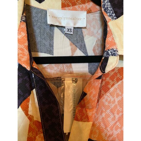 Corey Lynn Calter orange abstract midi shirt dress - Picture 9 of 10